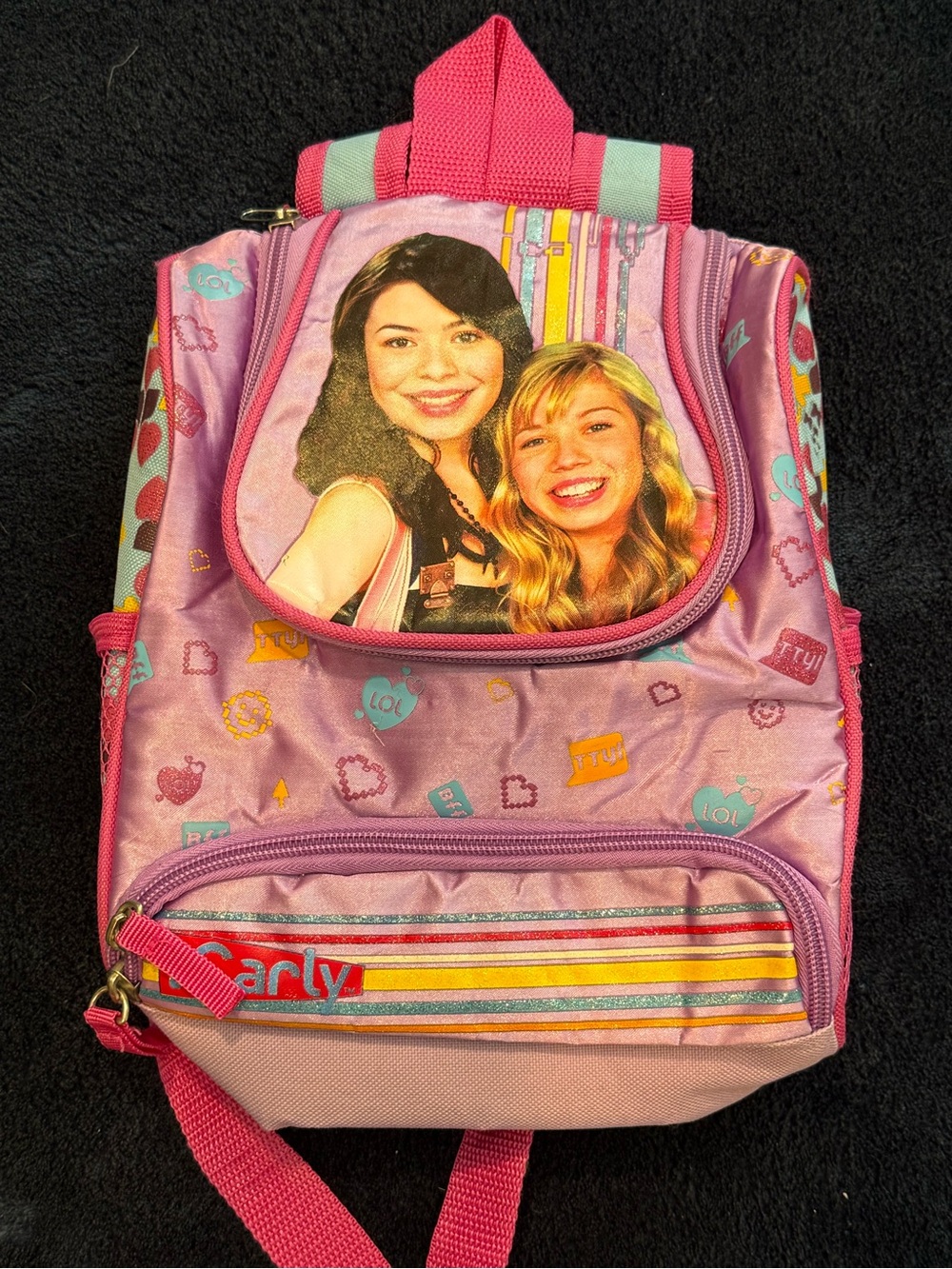 Nickelodeon iCarly Pink Kids Backpack with Character Print